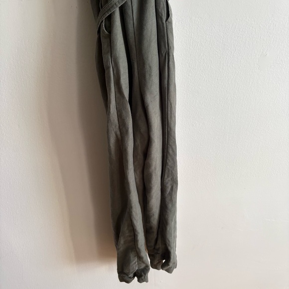 Aritzia Wilfred Sz 4 Brax Linen Green Cut Out Wrap Crop Wide Leg Jumpsuit - Picture 8 of 11